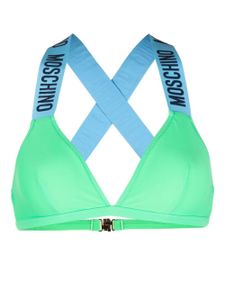 Moschino haut de bikini à logo embossé - Vert