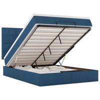 vidaXL Ottoman bed met matras en LED's 140x200cm stof blauw, bedframe, ottoman bedframe, bedframe met opbergruimte onder het bed, bedframe met opbergruimte