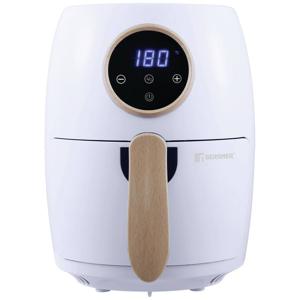 Bergner Airfryer 1000 W Anti-aanbaklaag, CoolTouch-behuizing, Oververhittingsbeveiliging, Timerfunctie, Met display Wit, Hout