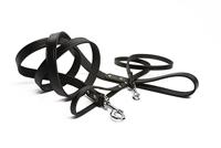 Beeztees hondenriem van leer, 100 x 2 cm, zwart