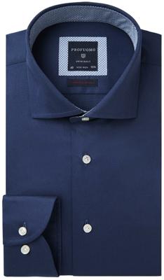 Profuomo Originale Heren Overhemd Navy Stretch Cutaway Super Slim Fit Profuomo Originale Heren Overhemd Navy Stretch Cutaway Super Slim Fit