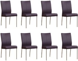 Set van 8 Paarse leren moderne eetkamerstoelen Comfort - Toledo Leer Aubergine (paars leer)