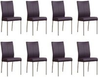 Set van 8 Paarse leren moderne eetkamerstoelen Comfort - Toledo Leer Aubergine (paars leer) - thumbnail