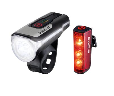 Sigma AURA 80 FL / Blaze Set Fietsverlichtingsset LED werkt op een accu Zwart