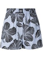 MSGM short rayé à fleurs - Bleu