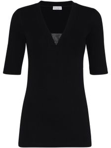 Brunello Cucinelli t-shirt à col v - Noir