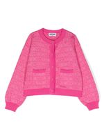 Moschino Kids cardigan à logo en jacquard - Rose