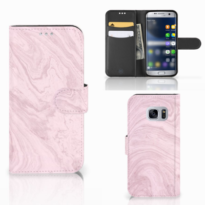 Samsung Galaxy S7 Bookcase Marble Pink - Origineel Cadeau Vriendin Samsung Galaxy S7 Bookcase Marble Pink - Origineel Cadeau Vriendin