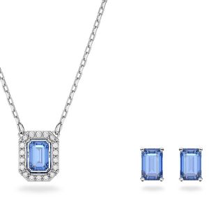 Swarovski 5641171 Set Ketting+Oorknoppen Millenia Octacon zilverkleurig-blauw