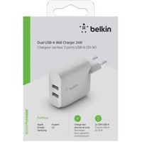 Belkin Dual USB-A Charger. 24W white WCB002vfWH - thumbnail