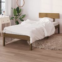 Bedframe massief grenenhout honingbruin 90x190 cm UK Single