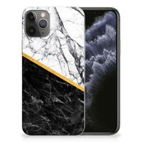 Apple iPhone 11 Pro TPU Siliconen Hoesje Marmer Wit Zwart - Origineel Cadeau Man - thumbnail