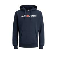 JACK & JONES ESSENTIALS hoodie JJECORP met logo donkerblauw