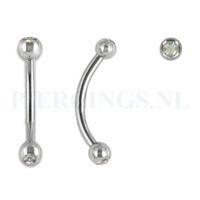 Banana 1.2 mm met AB kleur kristal 8 mm + 3 mm bal