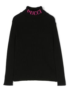 PUCCI Junior pull en maille à logo imprimé - Noir