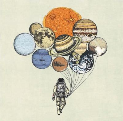 Chic.Mic canvas schilderij 20 x 20 x 4 cm Planets