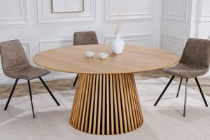 Ronde eettafel VALHALLA WOOD 120cm naturel eikenhouten design zuilonderstel - 43428