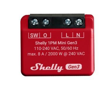 Shelly Plus 1PM Mini Gen. 3 Draadloze schakelaar WiFi, Bluetooth