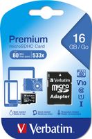 Verbatim MICRO SDHC 16GB CL 10 ADAP microSDHC-kaart 16 GB Class 10 Incl. SD-adapter - thumbnail