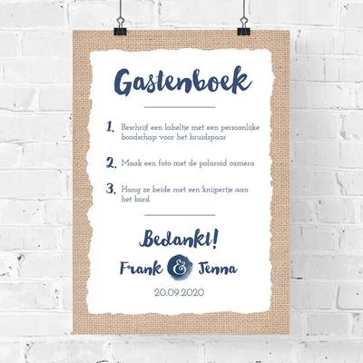 Poster gastenboek indigo eco