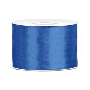 1x Helderblauwe satijnlint rollen 5 cm x 25 meter cadeaulint verpakkingsmateriaal   -