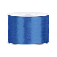 1x Helderblauwe satijnlint rollen 5 cm x 25 meter cadeaulint verpakkingsmateriaal   - - thumbnail