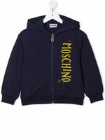 Moschino Kids hoodie zippé à logo imprimé - Bleu