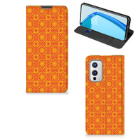 OnePlus 9 Hoesje met Magneet Batik Oranje - thumbnail