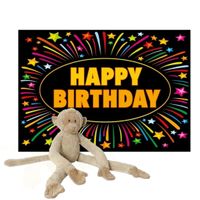 Happy Horse knuffel aap/apen 85 cm met een verjaardag wenskaart happy birthday