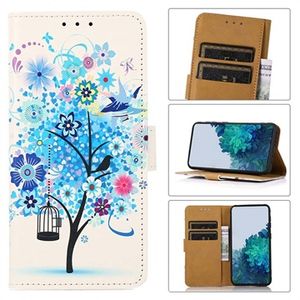 Glam Series Motorola Moto E20/E30/E40 Portemonnee Hoesje - Bloeiende Boom / Blauw