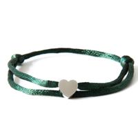 Caviar Collection Armband Neon Dark Green X Heart Silver