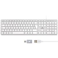 Bluestork Frans AZERTY-toetsenbord voor Mac – bekabeld Mac-toetsenbord van aluminium, concave en stil, 13 multimedia-hotkeys, USB-C-adapter – nieuw 2022 (wit)