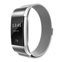By Qubix - Compatible met Fitbit Charge 2 milanese bandje - Maat: Small - Zilver - Compatible fitbit bandje
