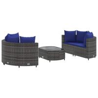 vidaXL 5-delige Loungeset met kussens poly rattan grijs, tuinset, tuinmeubel, terrasset, tuinbank, terrasmeubel, loungebank, loungeset tuin