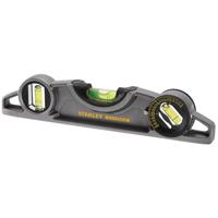 STANLEY FATMAX XTREME Torpedo Level Heavy Duty Aluminium Body en Magnetische Basis Inclusief 3 Omkeerbare Flesjes 0-43-609, Grijs/Wit, 25cm