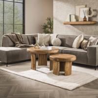 LifestyleFurn Salontafel Manoah Mangohout, Set van 2 stuks - Massief mango zandkleur