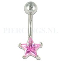 Navelpiercing ster roze