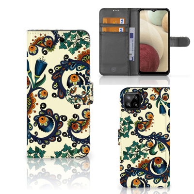 Wallet Case Samsung Galaxy A12 Barok Flower Wallet Case Samsung Galaxy A12 Barok Flower