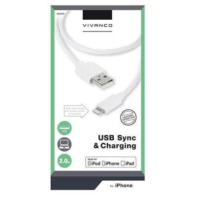 Vivanco USB-kabel USB 2.0 USB-A stekker, Apple Lightning stekker 2.00 m Wit 36300