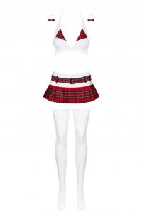 Obsessive Schooly Lingerieset Rood, Wit Elastaan, Polyester