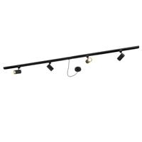 QAZQA - Modern 1-fase railsysteem zwart met 4 spots en I voeding rond - Jeana | Slaapkamer | Keuken - Staal Langwerpig |Rond - GU10 Geschikt voor LED - Max. 4 x 40 Watt
