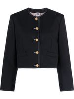 Thom Browne veste crop en laine à détails tricolores - Bleu - thumbnail