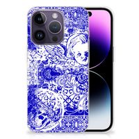 Silicone Back Case Apple iPhone 14 Pro Angel Skull Blauw - thumbnail