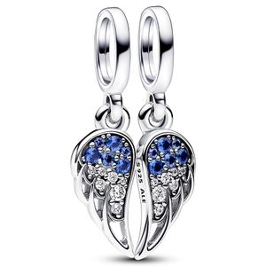 Pandora 792821C01 Hangbedel Sparkling Splittable Angel Wings zilver-kleursteen blauw