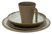 Eurotrail tafelservies Rock melamine groen/bruin 16-delig