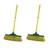 Set van 2x stuks klauwbezems 35 cm met telescoopsteel 140 cm - Bezem