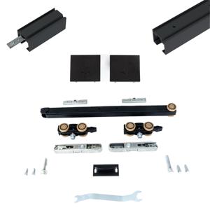 Xperta set 6m rail - Zwart - Plafond opbouw - Enkele deur - Dubbele softclose - inbouw auto fix - Set Eindkappen