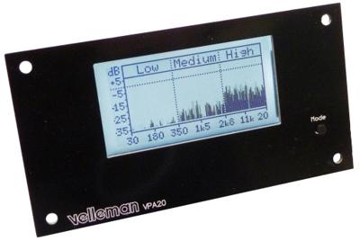 Velleman audioanalyse 12V 75mA 9,8 x 5,1 cm staal zwart