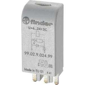 Finder Steekmodule Met EMC-ontstoringsschakeling, Met diode, Met LED 99.02.9.220.99 Lichtkleur (naam): Groen Geschikt voor model: Finder 96.04, Finder 96.02 1