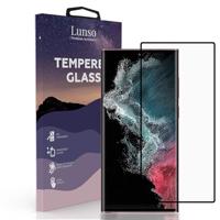 Lunso - Gehard Beschermglas - Full Cover Tempered Glass - Geschikt voor Samsung Galaxy S22 Ultra - Black Edge